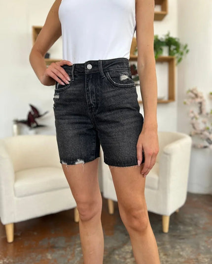 Judy Blue Full Size High Waist Rigid Magic Denim Shorts - THE AMERICAN BLUE