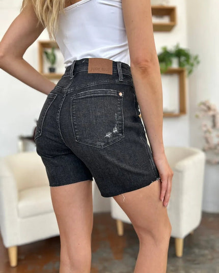 Judy Blue Full Size High Waist Rigid Magic Denim Shorts - THE AMERICAN BLUE