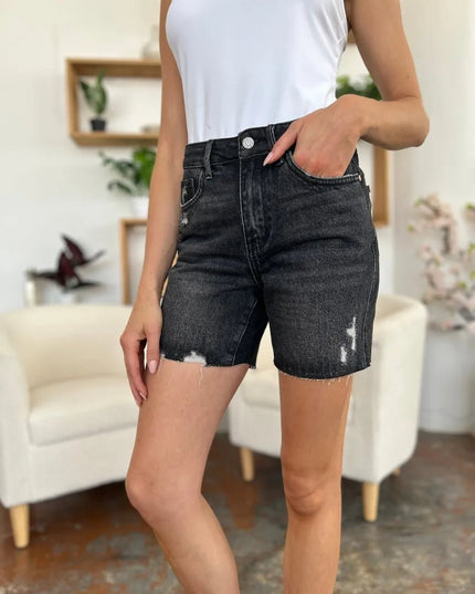 Judy Blue Full Size High Waist Rigid Magic Denim Shorts - THE AMERICAN BLUE