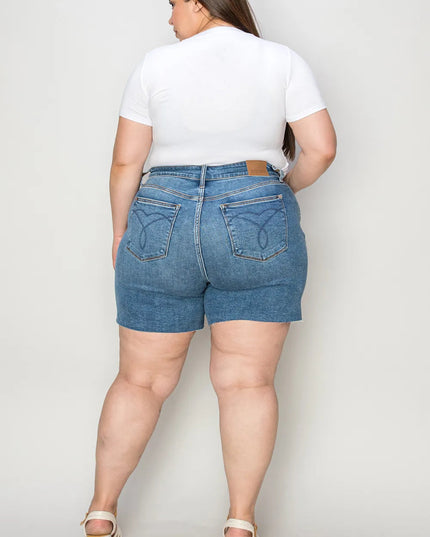 Judy Blue Full Size High Waist Slim Denim Shorts - THE AMERICAN BLUE