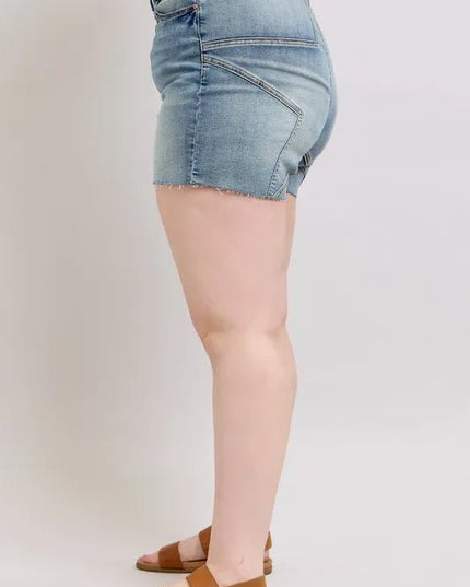 Judy Blue Full Size High Waist Star Seam Detail Denim Shorts Plus Size - THE AMERICAN BLUE