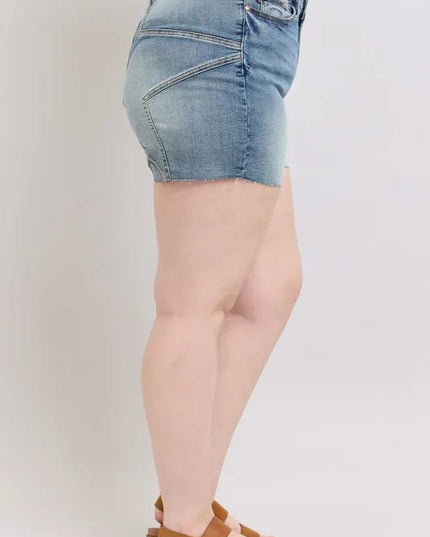 Judy Blue Full Size High Waist Star Seam Detail Denim Shorts Plus Size - THE AMERICAN BLUE