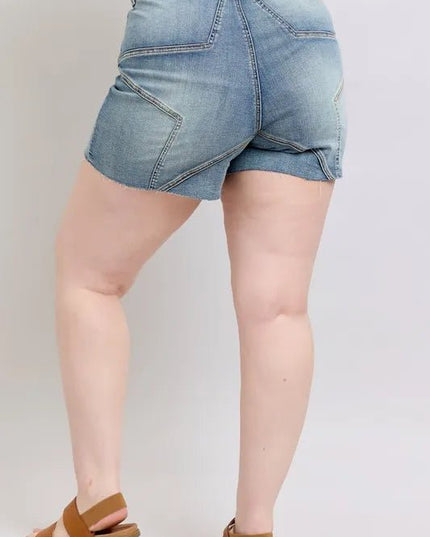 Judy Blue Full Size High Waist Star Seam Detail Denim Shorts Plus Size - THE AMERICAN BLUE