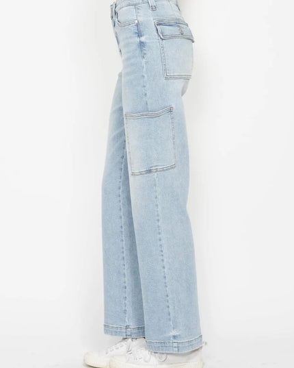 Judy Blue Full Size High Waist Straight Cargo Jeans - THE AMERICAN BLUE
