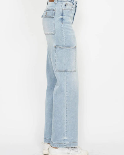 Judy Blue Full Size High Waist Straight Cargo Jeans - THE AMERICAN BLUE