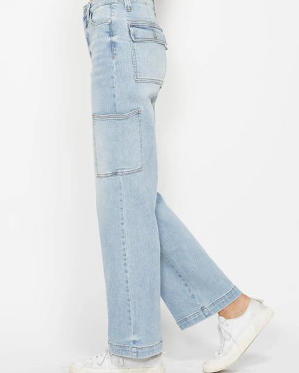 Judy Blue Full Size High Waist Straight Cargo Jeans - THE AMERICAN BLUE
