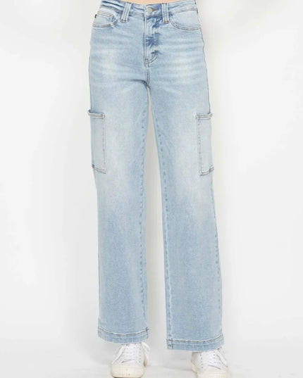 Judy Blue Full Size High Waist Straight Cargo Jeans - THE AMERICAN BLUE