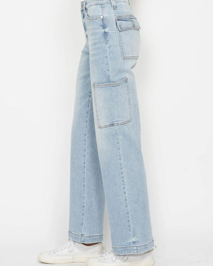 Judy Blue Full Size High Waist Straight Cargo Jeans - THE AMERICAN BLUE