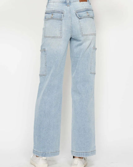 Judy Blue Full Size High Waist Straight Cargo Jeans - THE AMERICAN BLUE