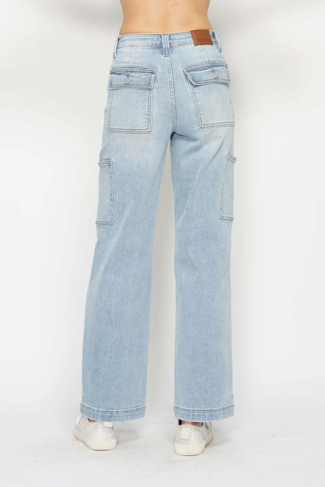 Judy Blue Full Size High Waist Straight Cargo Jeans - THE AMERICAN BLUE