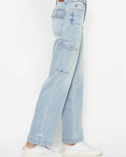 Judy Blue Full Size High Waist Straight Cargo Jeans - THE AMERICAN BLUE