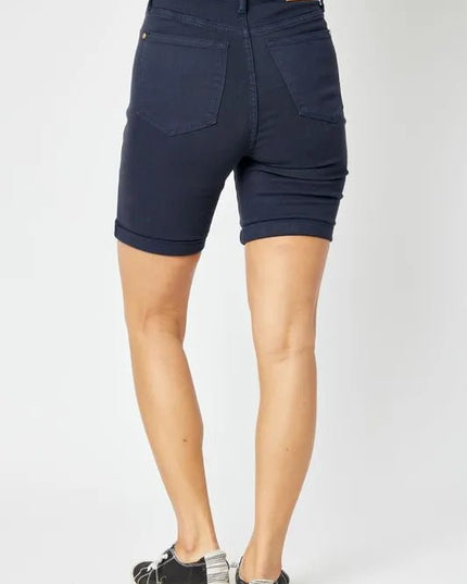 Judy Blue Full Size High Waist Tummy Control Bermuda Shorts - THE AMERICAN BLUE