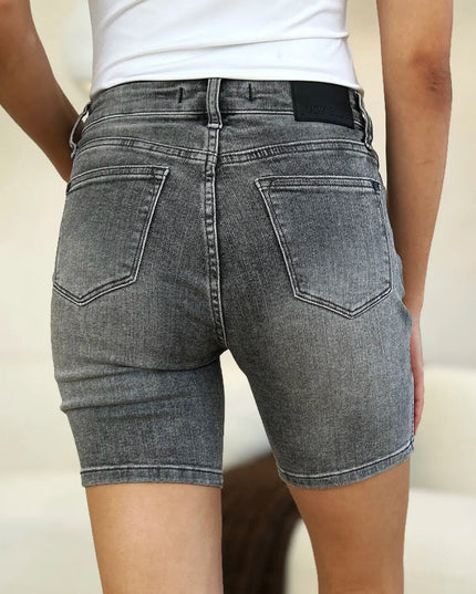 Judy Blue Full Size High Waist Washed Denim Shorts - THE AMERICAN BLUE