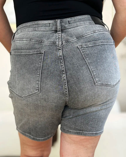Judy Blue Full Size High Waist Washed Denim Shorts - THE AMERICAN BLUE