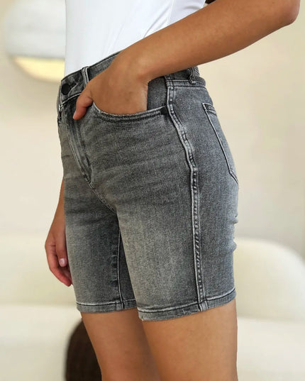 Judy Blue Full Size High Waist Washed Denim Shorts - THE AMERICAN BLUE
