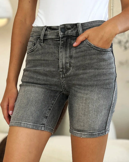 Judy Blue Full Size High Waist Washed Denim Shorts - THE AMERICAN BLUE