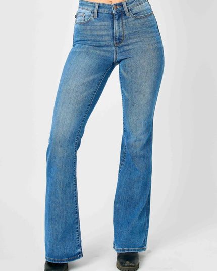 Judy Blue Full Size High - Waisted Classic Flare Jeans Plus Size - THE AMERICAN BLUE