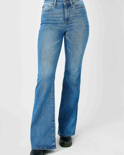 Judy Blue Full Size High - Waisted Classic Flare Jeans Plus Size - THE AMERICAN BLUE