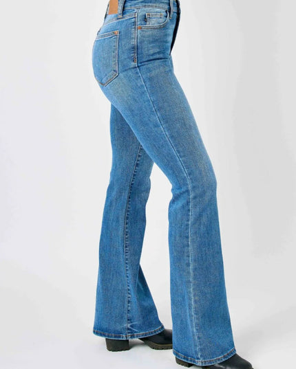 Judy Blue Full Size High - Waisted Classic Flare Jeans Plus Size - THE AMERICAN BLUE