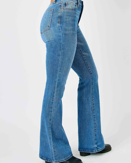 Judy Blue Full Size High - Waisted Classic Flare Jeans Plus Size - THE AMERICAN BLUE