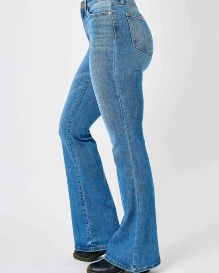 Judy Blue Full Size High - Waisted Classic Flare Jeans Plus Size - THE AMERICAN BLUE