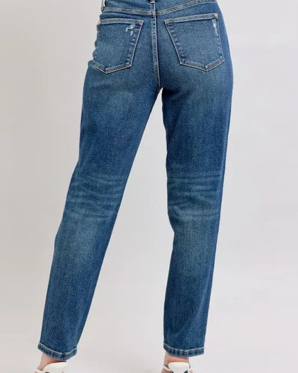 Judy Blue Full Size High Waisted Rigid Magic Non - destroy Straight Leg Jeans Plus Size - THE AMERICAN BLUE