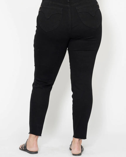 Judy Blue Full Size High Waisted Tummy Control Shield Pockets Skinny Jeans Plus Size - THE AMERICAN BLUE