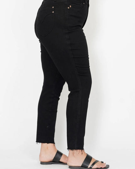 Judy Blue Full Size High Waisted Tummy Control Shield Pockets Skinny Jeans Plus Size - THE AMERICAN BLUE