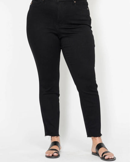 Judy Blue Full Size High Waisted Tummy Control Shield Pockets Skinny Jeans Plus Size - THE AMERICAN BLUE