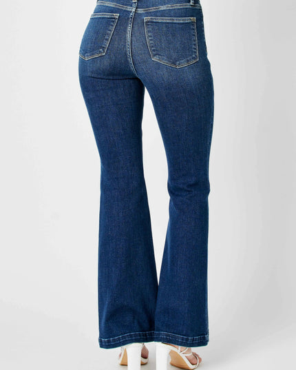 Judy Blue Full Size Hw Angled Side Seam Detail Flare Jeans Plus Size - THE AMERICAN BLUE