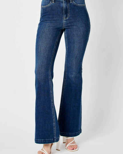 Judy Blue Full Size Hw Angled Side Seam Detail Flare Jeans Plus Size - THE AMERICAN BLUE