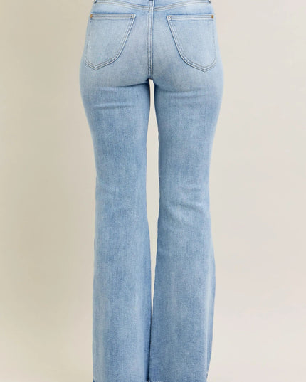 Judy Blue Full Size Hw Flare Jeans W/ Shield Pockets Plus Size - THE AMERICAN BLUE