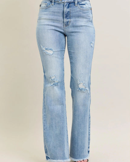 Judy Blue Full Size Hw Flare Jeans W/ Shield Pockets Plus Size - THE AMERICAN BLUE