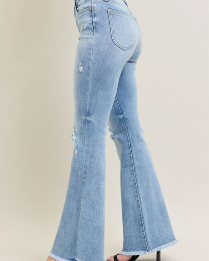 Judy Blue Full Size Hw Flare Jeans W/ Shield Pockets Plus Size - THE AMERICAN BLUE