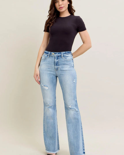 Judy Blue Full Size Hw Flare Jeans W/ Shield Pockets Plus Size - THE AMERICAN BLUE