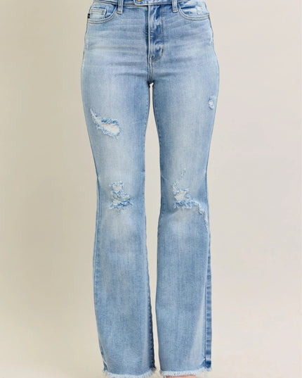 Judy Blue Full Size Hw Flare Jeans W/ Shield Pockets Plus Size - THE AMERICAN BLUE
