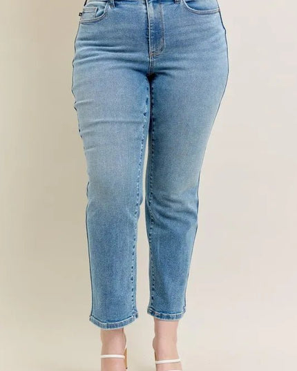 Judy Blue Full Size Hw Vintage Straight Jeans Plus Size - THE AMERICAN BLUE