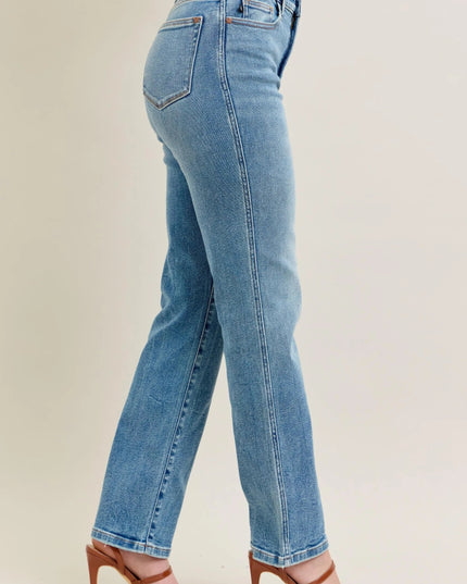 Judy Blue Full Size Hw Vintage Straight Jeans Plus Size - THE AMERICAN BLUE
