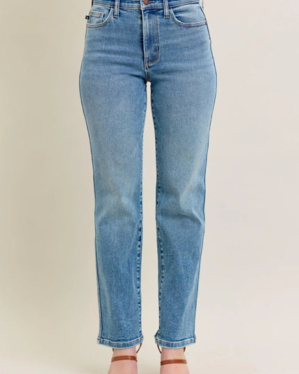 Judy Blue Full Size Hw Vintage Straight Jeans Plus Size - THE AMERICAN BLUE