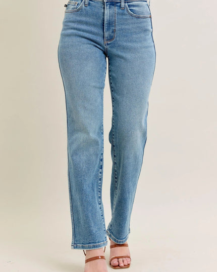 Judy Blue Full Size Hw Vintage Straight Jeans Plus Size - THE AMERICAN BLUE