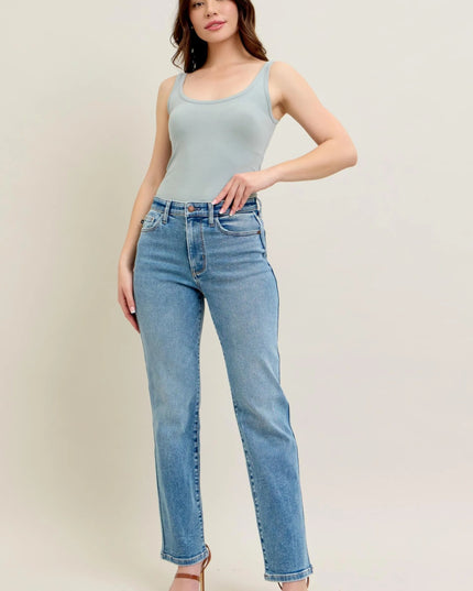 Judy Blue Full Size Hw Vintage Straight Jeans Plus Size - THE AMERICAN BLUE
