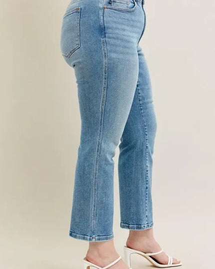 Judy Blue Full Size Hw Vintage Straight Jeans Plus Size - THE AMERICAN BLUE