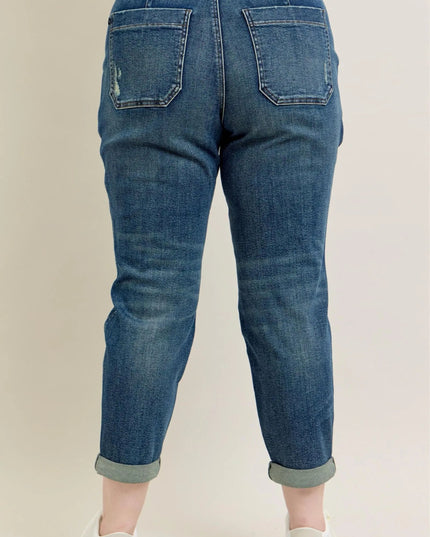 Judy Blue Full Size HW Vintage Wash Jeans w/ Drawstring Plus Size - THE AMERICAN BLUE