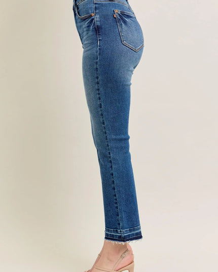 Judy Blue Full Size Hw Vintage Wash Release Hem Kick Flare Jeans Plus Size - THE AMERICAN BLUE