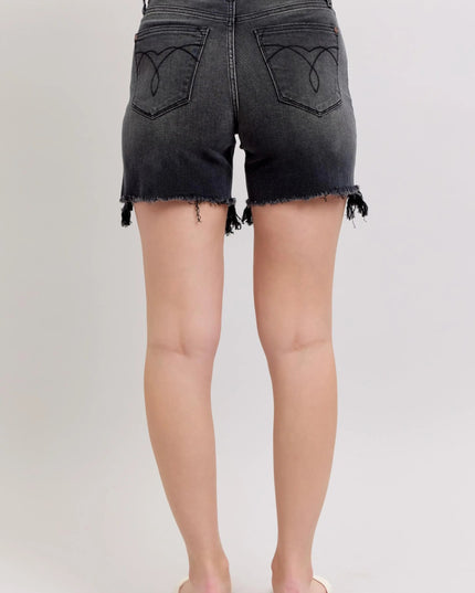 Judy Blue Full Size Long Cut Off 2 Button Dad Denim Shorts Plus Size - THE AMERICAN BLUE