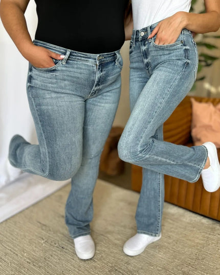 Judy Blue Full Size Medium Rise Bootcut Jeans - THE AMERICAN BLUE