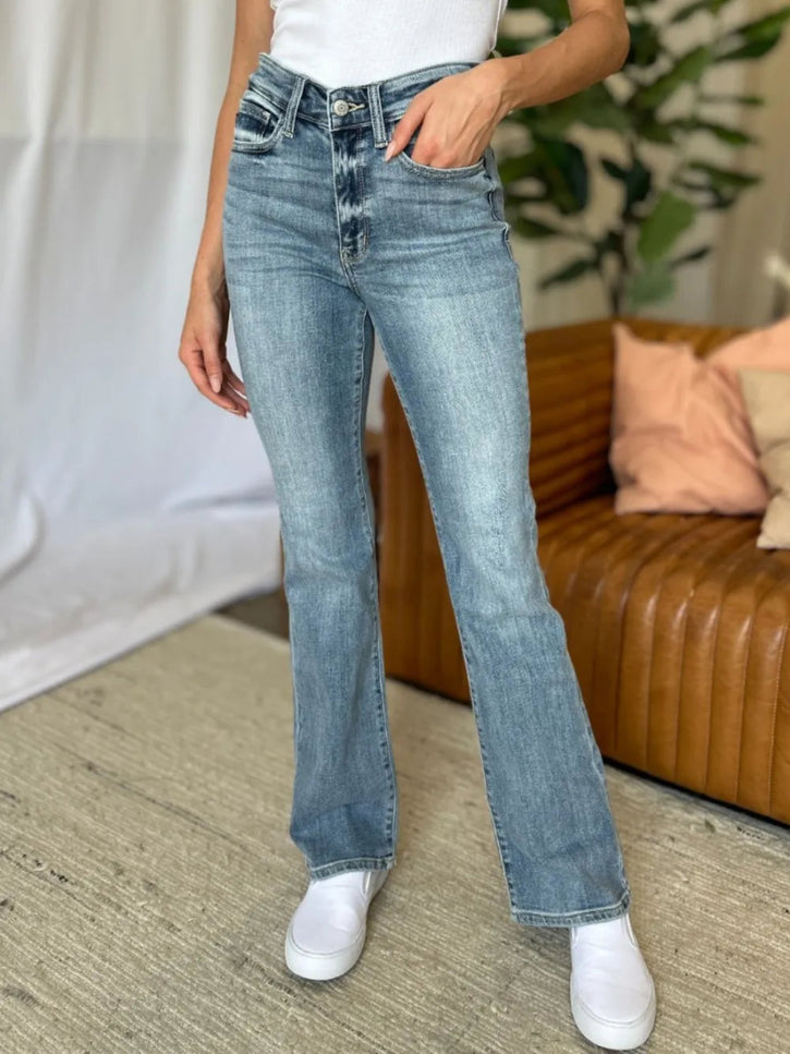 Judy Blue Full Size Medium Rise Bootcut Jeans - THE AMERICAN BLUE