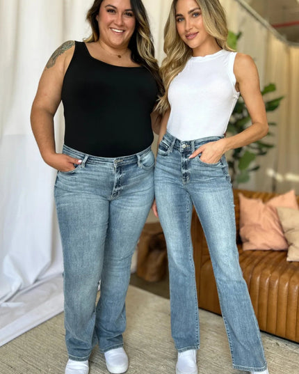 Judy Blue Full Size Medium Rise Bootcut Jeans - THE AMERICAN BLUE
