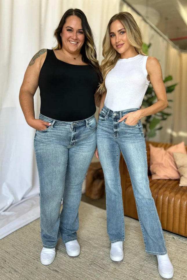 Judy Blue Full Size Medium Rise Bootcut Jeans - THE AMERICAN BLUE