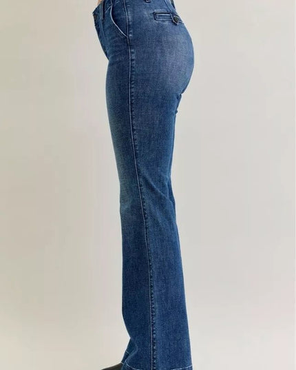 Judy Blue Full Size Mid Rise Bootcut Jeans with Welt Pockets Plus Size - THE AMERICAN BLUE